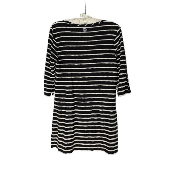 Balance Collection Sz S Women's Black Striped Tie Neck 3/4 Sleeve Swim Cover Up - Picture 5 of 7